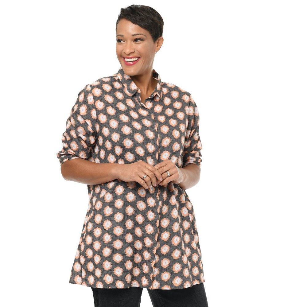 Logan Shirt by Tulip Clothing in Aprciot Gypsy Print